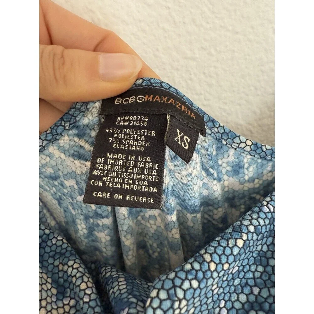 $198 BCBG MAX AZRIA WRAP DRESS WHITE BLUE Size XS High Slit - Picture 6 of 12